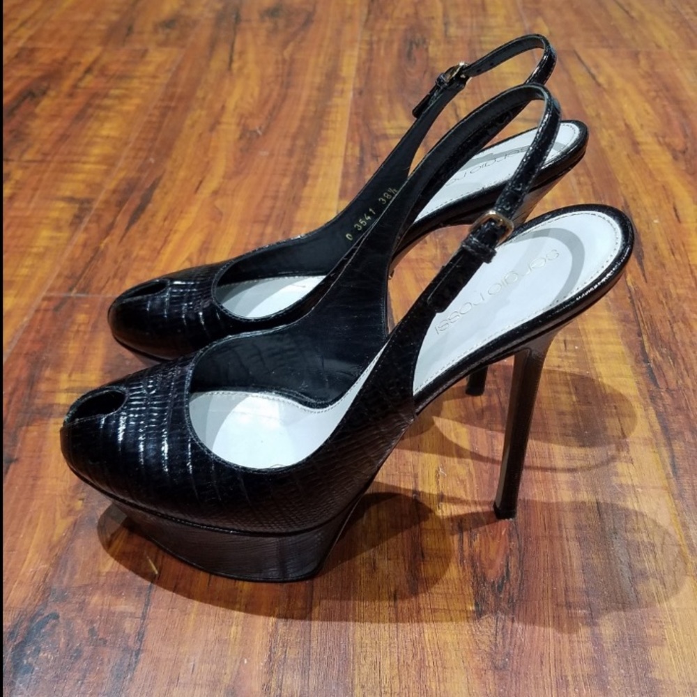 Sergio Rossi Peep-Toe Sling Back Platform Heels